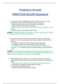 NCLEX Pediatrics Growth PRACTICE Questions (Latest, 2020)(New, 2020) (100 % Correct) (SATISFACTION GUARANTEED, CHECK GRADED & VERIFIED)