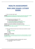 NUR2092 Exam 2 Study Guide Material / NUR 2092 Exam 2 Study Guide Material (Latest): HEALTH ASSESSMENT Rasmussen College (Already graded A)