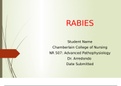 NR 507 All Disease Process Assignment-Rabies Week 2, 5 and 7 (Bundle)