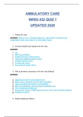 NRSG 432 QUIZ 1 Study Material / NRSG432 QUIZ 1 Study Material (New, 2020): (AMBULATORY CARE ) Emory University (SATISFACTION GUARANTEED, Check Graded & Verified A)