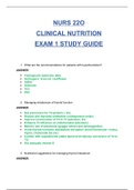 NURS220 : CLINICAL NUTRITION Exam 1 Study Guide / NURS 220 : CLINICAL NUTRITION Exam 1 Study Guide (New, 2020): University Of South Carolina - Upstate (SATISFACTION GUARANTEED, Check Graded & Verified A)