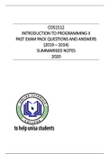 COS1512 EXAM PACK ANSWERS (2019 - 2014) AND 2020 BRIEF NOTES