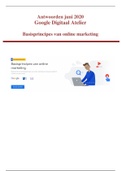 Antwoorden juni 2020 Google Digitaal Atelier: basisprincipes van online marketing