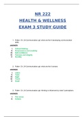NR 222 EXAM 3 : Health and Wellness: Chamberlain College of Nursing (Verified answers, Scored A)