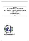 AUE1601 EXAM PACK ANSWERS (2019 - 2014) AND 2020 BRIEF NOTES