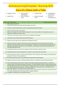 Active Learning Template: Nursing Skill Care Of A Client With A Tube UPDATED