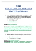 N3523 PRACTICE QUESTIONS #1 : Adult and Older Adult Health Care II  : University Of Texas - Health Science Center At Houston (Verified Answers with Detailed Explanations, Scored A)