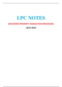 LPC Notes – registered property transaction procedure - (Distinction Grade), Latest 2020