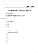 ATIS TEAS Mathematics Practice Test 1 WITH ANSWERS