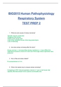 BIO2015 Human Pathophysiology / BIO 2015 Human Pathophysiology Respiratory System TEST PREP 2 : Updated 2020 : South University