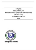 MRL3701 EXAM PACK ANSWERS (2019 - 2014) AND 2020 BRIEF NOTES