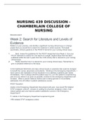 NURSING 439 DISCUSSION / Discussion Week 2: Search for Literature and Levels of Evidence - CHAMBERLAIN COLLEGE OF NURSING