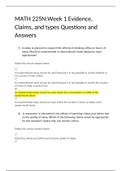 MATH 225N Statistical Reasoning for the Health Sciences, MATH 225N-Week_1_Evidence__Claims__and_types_Questions_and_Answers, Chamberlain college of nursing. Secure Highgrades