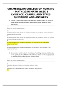 CHAMBERLAIN COLLEGE OF NURSING - MATH 225N MATH WEEK 1 EVIDENCE, CLAIMS, AND TYPES QUESTIONS AND ANSWERS (2019/2020] Completed A