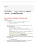 NR 505 Week 1 Assignment: Research Ethics Training – QUIZ AND ANSWERS LATEST 2020