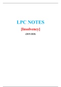 LPC NOTES ON INSOLVENCY (2019 / 2020, DISTINCTION) ( A graded LPC NOTES by GOLD rated Expert, Download to Score A)