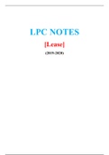 LPC NOTES ON LEASE (2019 / 2020, DISTINCTION) ( A graded LPC NOTES by GOLD rated Expert, Download to Score A)