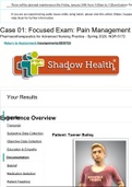 Pain Management Shadow Health Exam-Documentation