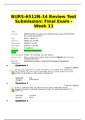 NURS 6512N / NURS-6512N-34 Review Test Submission: Final Exam - Week 11