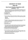 UNIVERSITY OF MIAMI NUR 450   Hesi Exam Practice Questions with answers - V 4