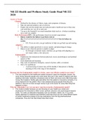 NR222 Unit 8 Final Exam Study Guide: Health and Wellness: Chamberlain University
