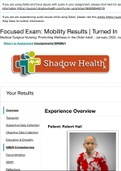 Shadow Health MOBILTY  Focused Exam ALL TABS (Transcript, QSEN Competencies, Subjective data, Objective data, Education, E&E, SBAR and Documentation) LATEST 2020. GRADED A