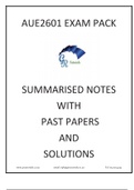 AUE 2601_Exam_Pack, Summarised Notes With Past Papers and Solutions