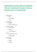 NUR 1172 Nutrition Exam Concept Guide / NUR1172 Nutrition Exam Concept Guide (Latest): Rasmussen College (Already graded A) 