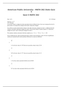 American Public University - MATH 302 Stats Quiz 5