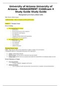 University of Arizona University of Arizona - MANAGEMENT 310A Exam 4 Study Guide 