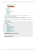 NR 509 Health History Results | Turned In Advanced Health Assessment - Chamberlain College of Nursing, Experience Overview