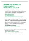 NURS6521 / NURS 6521: Advanced Pharmacology Midterm Exam Study Guide