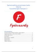 Samenvatting anamnese interne leerjaar 2 fysiotherapie 