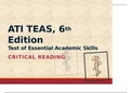 ATI TEAS, 6th Edition Test of Essential Academic Skills, Critical Reading, Complete Solution Guide 100 % Correct.