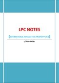 LPC Notes International Intellectual Property Law (IP) - 2019/2020 (Distinction Grade)