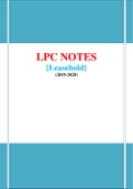 LPC Notes Leasehold - 2019/2020 (Distinction Grade)
