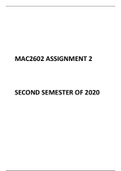 MAC2602 ASSIGNMENT 2 SECOND SEMESTER OF 2020
