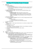 Nursing 1172 Nutrition Exam 2 Concepts