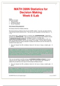 MATH 399N Statistics for Decision Making  Week 6 iLab With Latest Solution 2020