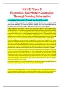 NR 512 Week 5 Discussion: Knowledge Generation Through Nursing Informatics |Latest 2020 