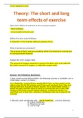 The Short and Long Term Effects of Exercise Question and Answer Booklet