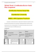 NR 661 APN Capstone Practicum  Week 1 Certification Review Study Plan Assignment With (UPDATED SOLUTIONS) 2020