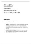 ECS2605 ASSIGNMENT 4 SEMESTER 2 2020