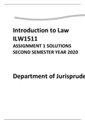ILW1501(INTRODUCTION TO LAW) ASSIGNMENT 01 SOLUTIONS  SECOND SEMESTER YEAR 2020