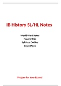  20th Century War - World War I Notes and Exam Preparation Packet International Baccalaureate