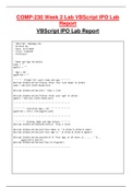 COMP-230 Week 2 Lab VBScript IPO Lab Report Latest Version (UPDATED)