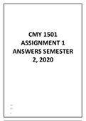 CMY 1501 ASSIGNMENT 1 ANSWERS SEMESTER 2, 2020