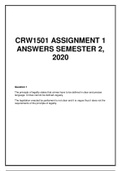 CRW1501 ASSIGNMENT 1 ANSWERS SEMESTER 2, 2020