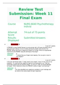NURS6640 / NURS 6640 Psychotherapy With Individuals Final Exam ( 75 Q & A, 2020 LATEST )