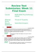 NURS6640 / NURS 6640 Psychotherapy With Individuals Final Exam (  Q & A, 2020 LATEST )